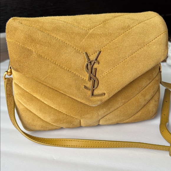 Yves Saint Laurent Mustard Suede Crossbody Bag - Picture 2 of 16